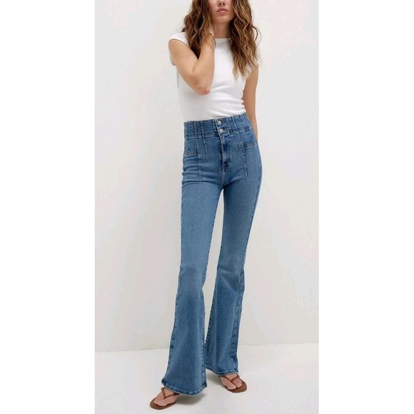 Free People Jayde Flare Jeans We The Free High Rise Bell Bottom Denim 32